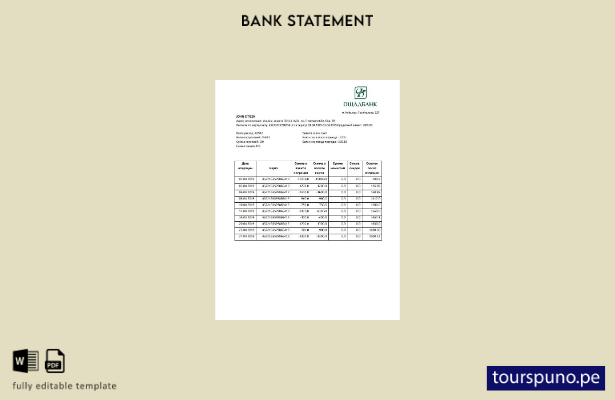 listo para imprimir plantilla de word   extracto de Ucrania Oshadbank